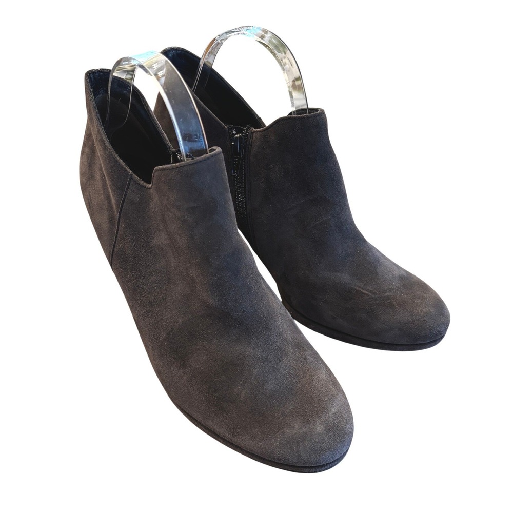 Paul Green Size 7.5 Suede Ankle Boots Soft Brown Heeled Booties 1155 06 Chic‎